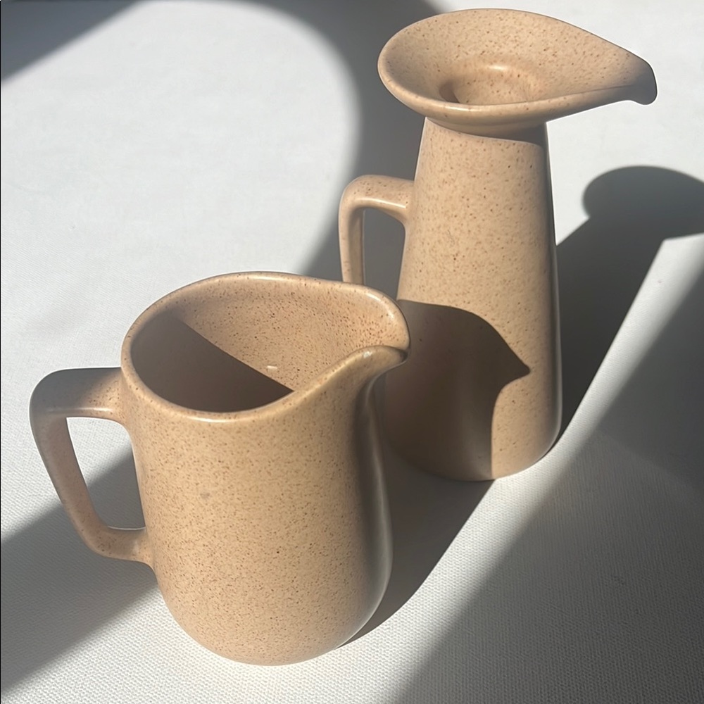 Cream Ceramic Art Pitcher and Mug Set